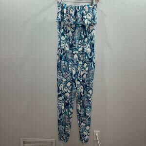 Lilly Pulitzer Ailsie Jumpsuit Size Large | Just Keep on Trunkin Jumpsuit Indigo